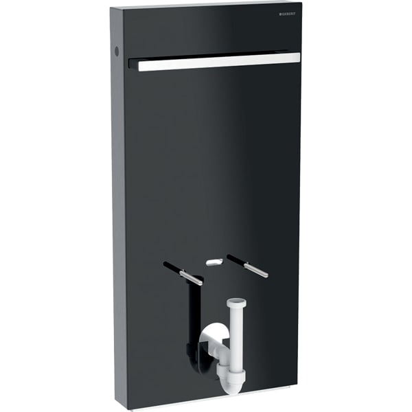 Monolith sanitary module for bidet, 101 cm, with towel rail: black glass, black chrome alum