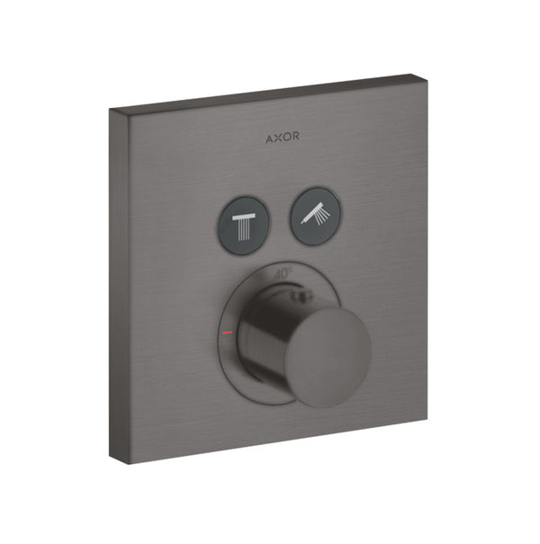 ShowerSolutions Thermostat for concealed installation square for 2 functions Brushed Black Chrome
