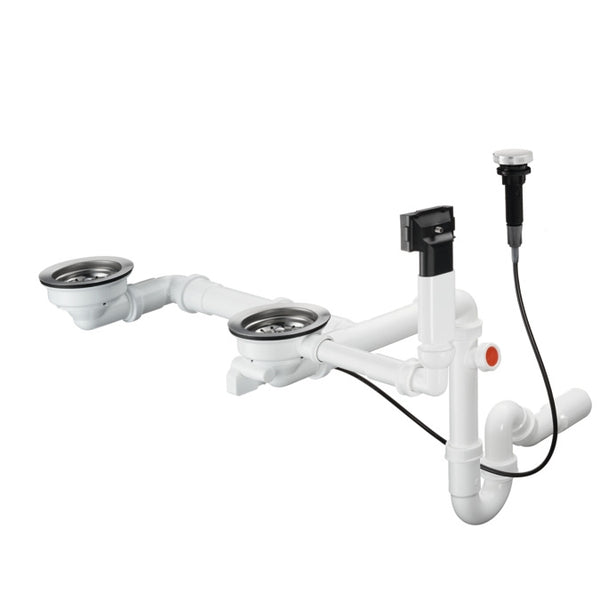 Hansgrohe D17-11 Automatic Waste And Overflow Set For Double Bowl Granite Chrome