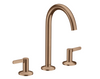 Axor One 3-hole Basin Mixer 170 with Lever Handles and Push-open Waste Set Brushed Red Gold