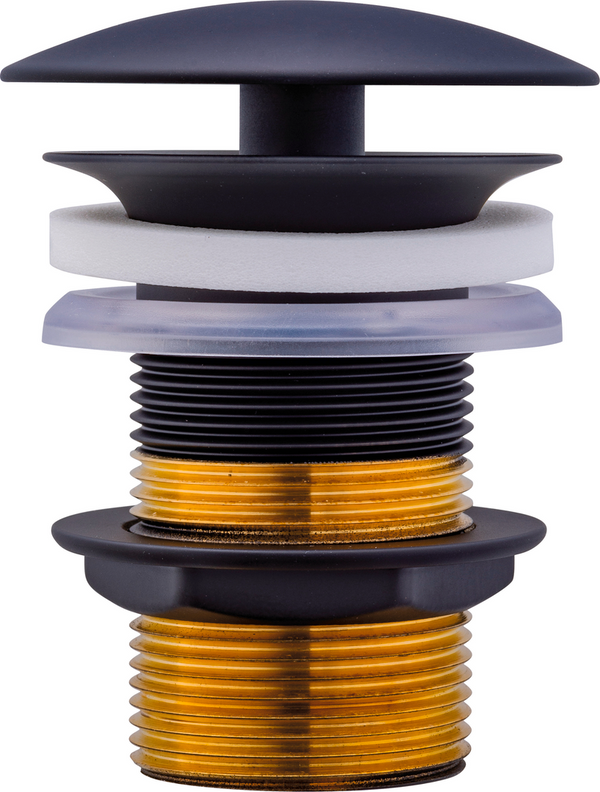 Free Flow Basin Waste, Black Matt Unslotted 75mm