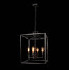 4x E27 Square Ranch Iron Pendant 230v 40W Black