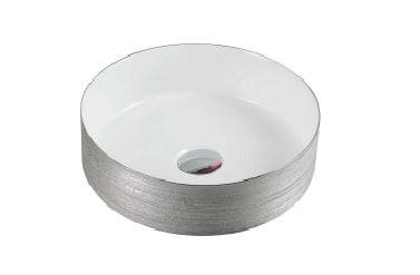 Sianna Countertop Basin Polished White & Silver 355X355X120mm