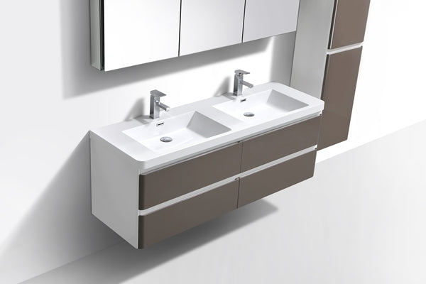 Milan 1200White & G/Grey Double Draw Vanity Set