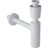 bottle trap with dip tube for washbasin, with valve collar, horizontal outlet