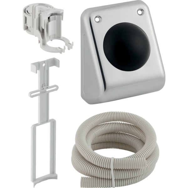 WC flush control with pneumatic flush actuation, single flush, wall-mounted foot actuator