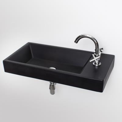 Roma Wall-Hung Basin Black 740x360x90mm