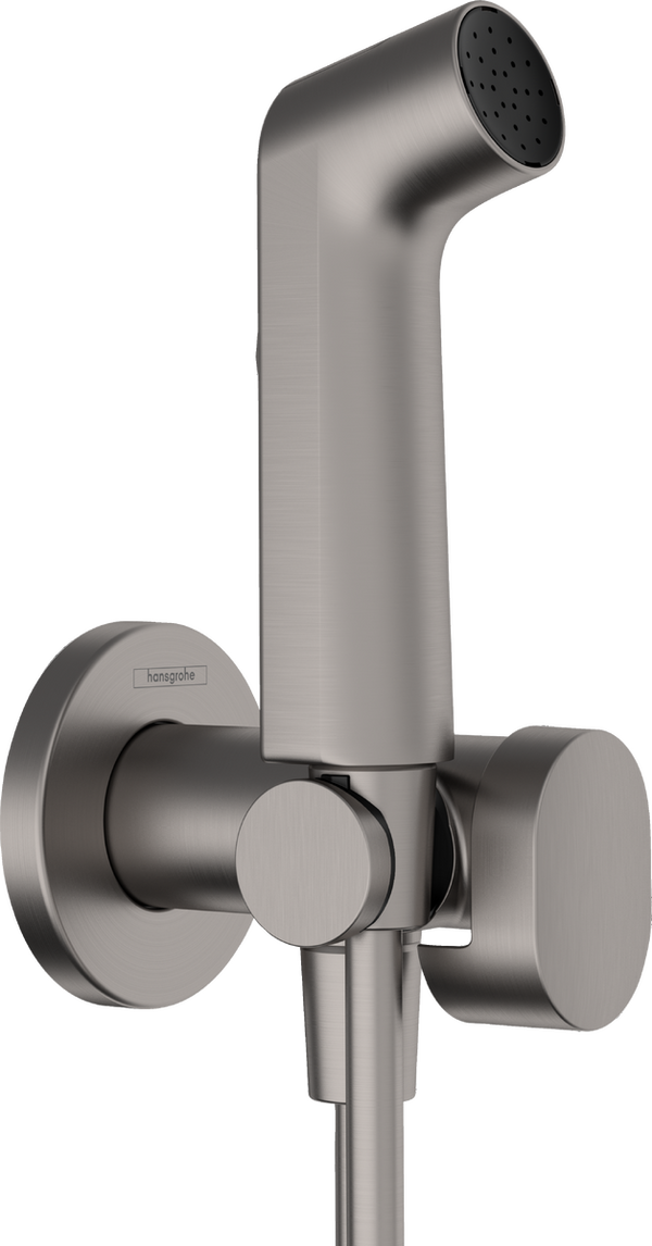 EcoSmart S Bidette Handshower 1jet for Mixed Water with Shower Holder and Hose Brushed Black Chrome
