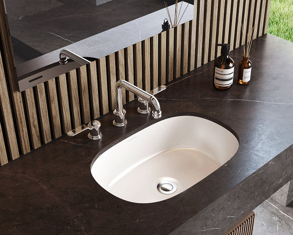 Barcelona 53Basin Undermount Oval Sink Gloss Polished White 351X171X531mm
