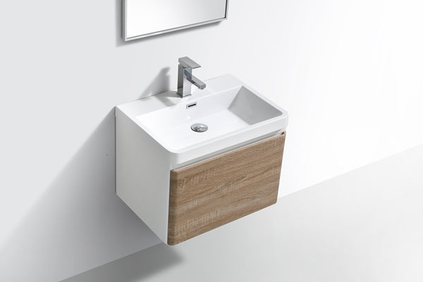 Milan 600 White Oak Single Drawer Vanity Set