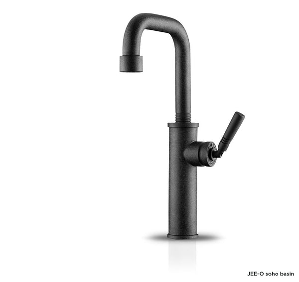 JEE-O Soho Top Mounted Basin Mixer Stainless Steel With Progressive Cartridge, Hammercoated Black