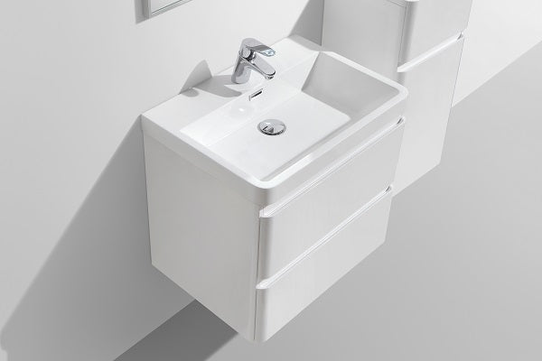 Milan 600 White Double Drawer Vanity Set