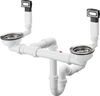 Hansgrohe D15-10 Manual Waste And Overflow Set For Double Bowl Stainless Steel
