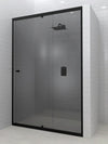 Lave Madine Adjustable Pivot Door Fully Framed 850-1050x2000mm (6-5mm) - Black Frame Smoke Glass