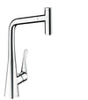 Hansgrohe Metris Select M71 Single Lever Kitchen Mixer 320, Pull-Out Spout, 1Jet Chrome