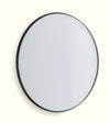 Deep Frame Circular Mirror - 1m Diam - 30mm Frame - Smooth Matte Black - LED Backlit