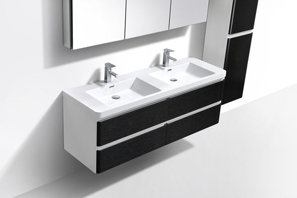 Milan 1200 Rustic Black Double Draw Vanity Set