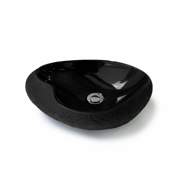 Millstone Countertop Basin 470x350x140mm Polished Black