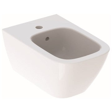 Smyle Square wall-hung bidet, shrouded: T=54cm, Overflow=visible, white