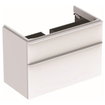 Smyle Square cabinet for washbasin, with two drawers white / matt powder-coated