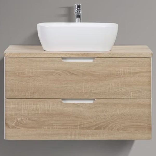 Trento 900 Double Drawer Cabinet - W.Oak & White 900X480X500Mm (Cabinet Only)