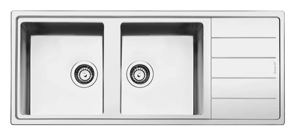 Smeg Mira Stainless Steel Reversible Double Bowl Sink 1160 x 500 x 215mm