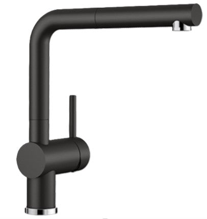 Blanco Linus-S Black Kitchen Mixer With 3/8 Inch Flexi Hose Matt Black