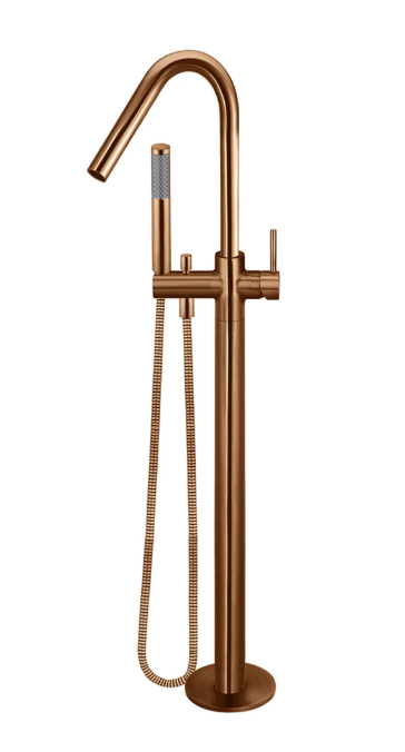Meir Round Freestanding Bath Spout and Hand Shower - Lustre Bronze