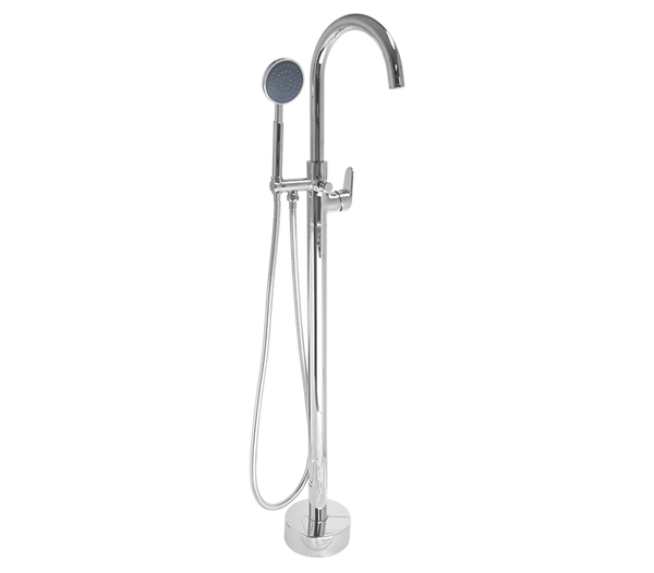 Round Chrome Free Standing Bath Mixer with H/S