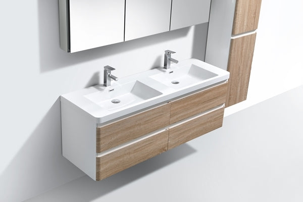 Milan 1200 White Oak Single Draw Vanity Set