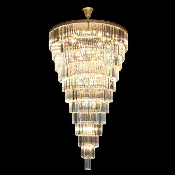 34xE14 Clear Crystal 12 Tier Chan S/Gold