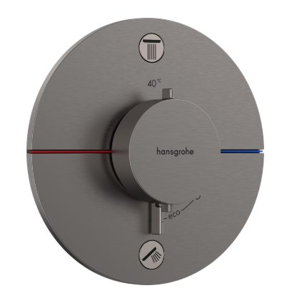 ShowerSelect Comfort S Thermostat for Concealed Installation for 2 Functions Brushed Black Chrome