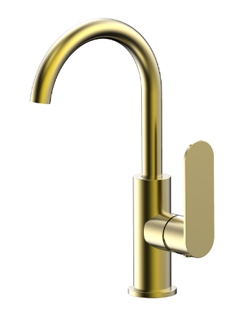 Satin Brass Gooseneck Basin Mixer