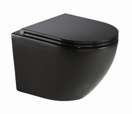 Gio Alvito Black Rimless Wall Hung Pan With Soft-Close Seat