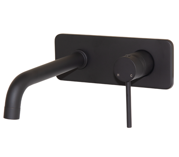 Neo Black Basin Concealed Mixer w Spout Tap Basin Wall-Type Matt Black