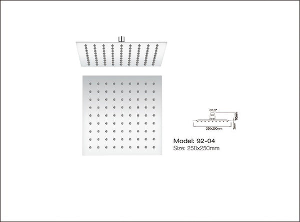 Slim Square Shower Head 250X250mm