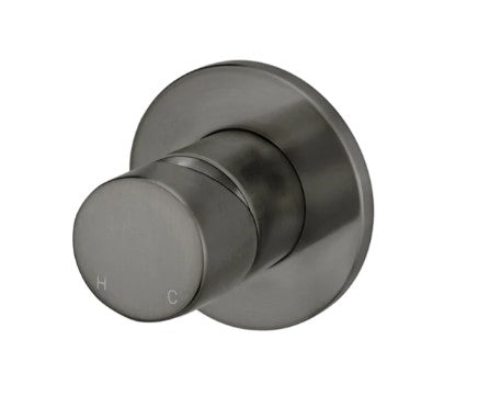 Round Pinless Wall Mixer Brushed Gun Metal