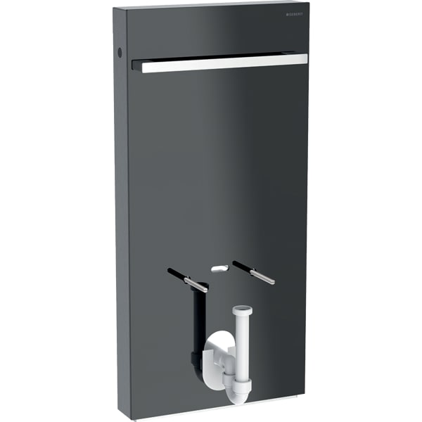 Monolith sanitary module for bidet, 101 cm, with towel rail: lava glass, black chrome alumi