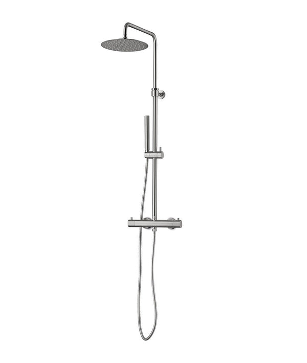 JEE-OSlimline wall mounted exposed shower coloumn Brushed