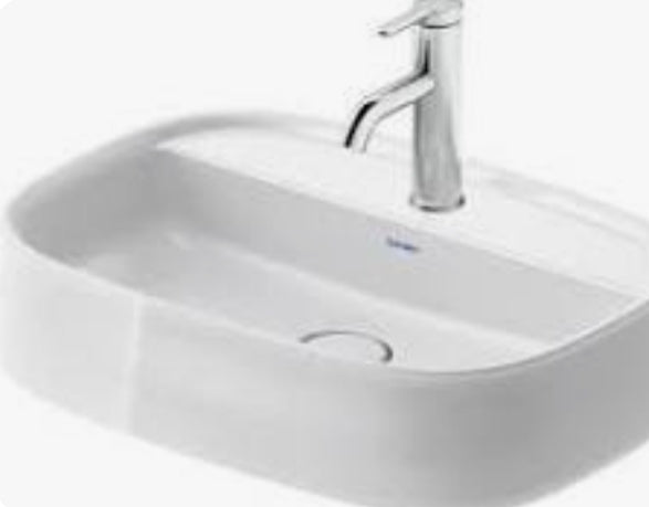 Zencha Washbowl, 55cm, ground without overflow, with tap platform, 1 taphole, WHITE