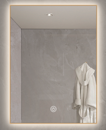 Led Sophia Gold Framed Square Mirror 600X900 Vertical