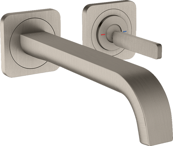 Single Lever Basin Mixer For Concealed Inst Wall-mounted P-Handle Spout 221mm Escutcheo Optic S/S