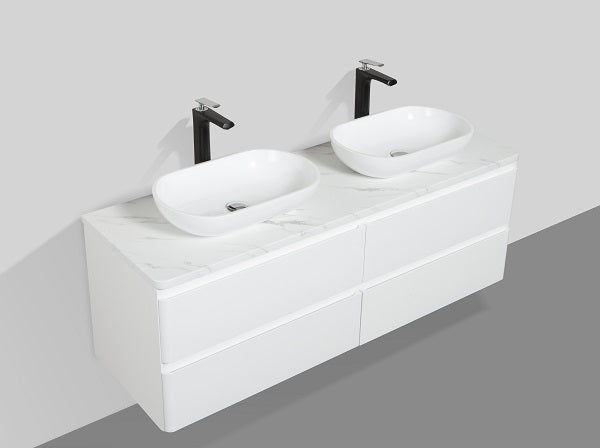 Santorini 1500 White Four Drawer Vanity Set
