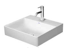 DuraSquare Countertop Basin, 50cm without overflow, 1 taphole, includes a ceramic free flow waste