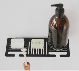 Black Shower Shelf Small Made From Powder Coated Treated 3Cr Mild Steel240mm35mm (H) 95mm (W)