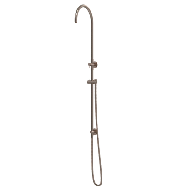 Shower Rail with Hose Curved (excludes Rose and Handshower) - Champagne