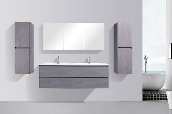 Enzo 1500 Concrete Four Draw Vanity Set