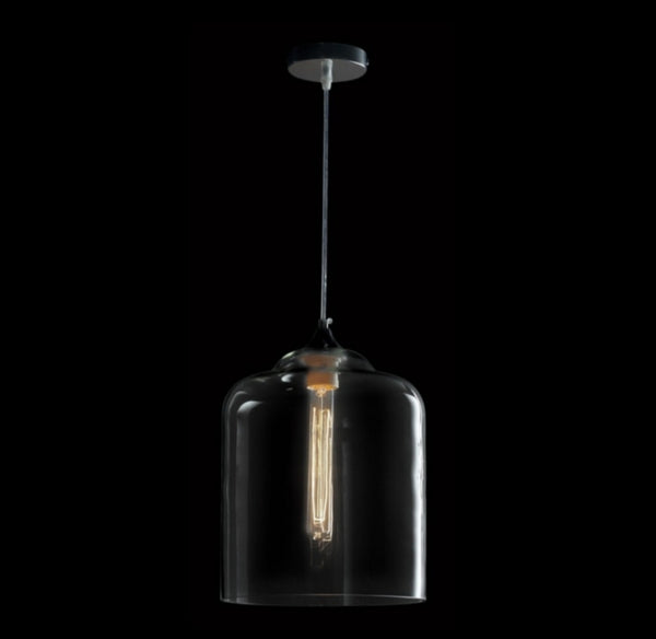 1xE27 BELL JAR Glass Pendant Chrome/Clear