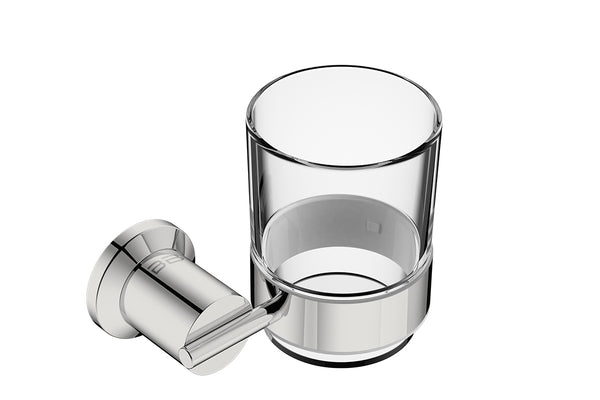 Glass Tumbler + Holder Polished Stainless Steel