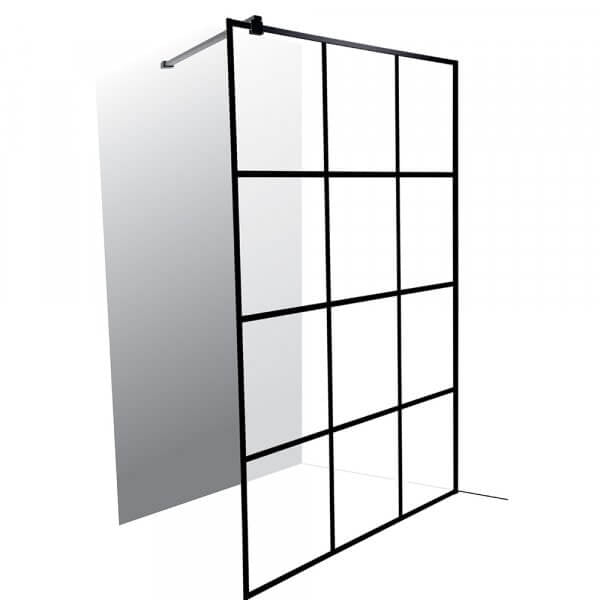 Shower Screen Mont Blanc Black 1200X2000x6mm Fixed/Freestanding 12 Pan